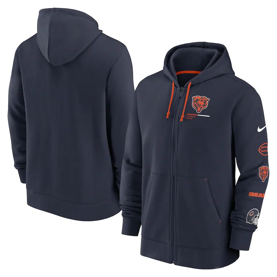 Men Chicago Bears nike navy surrey full zip hoodie->new england patriots->NFL Jersey